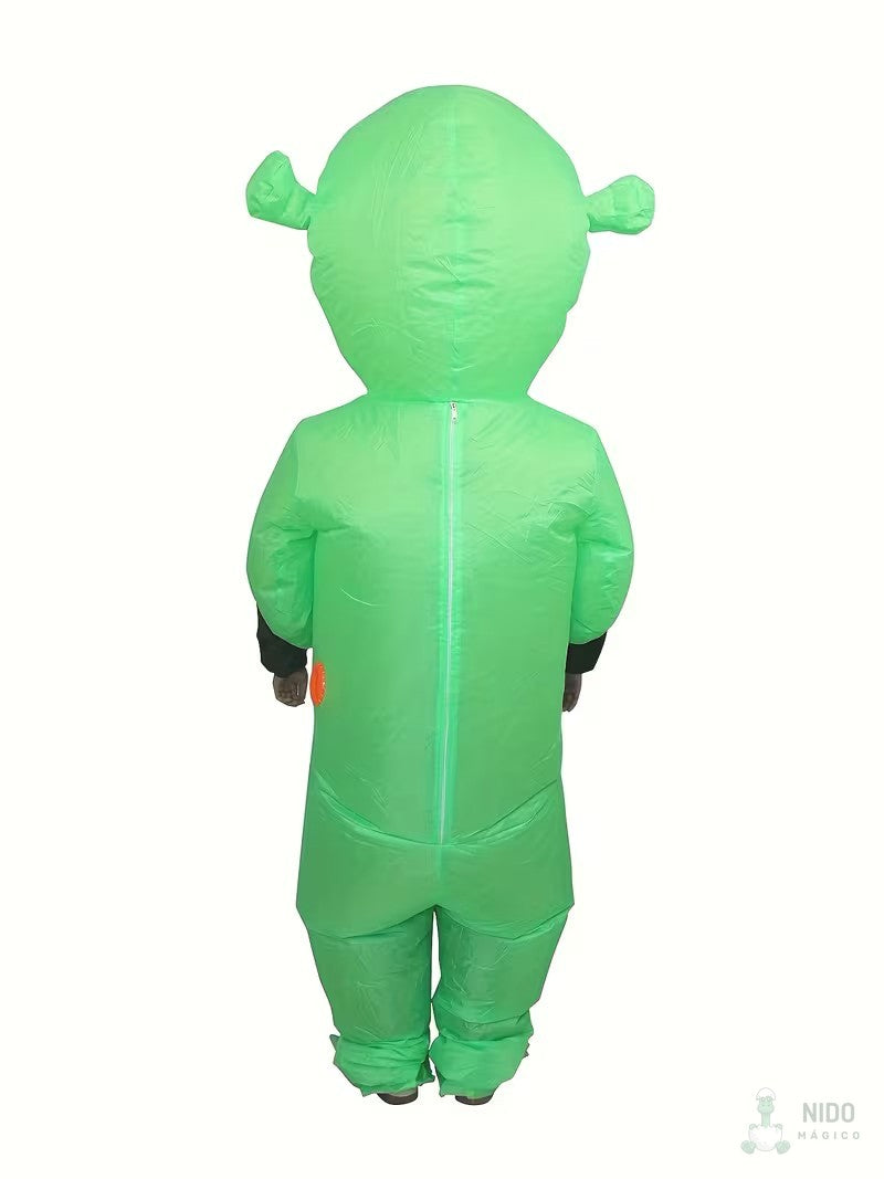 Disfraz inflable de alien desplegado, vista trasera