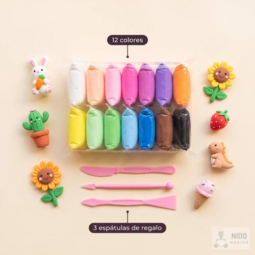 Set de foamy moldeable: 12 colores y 3 espátulas de regalo