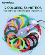 Los 12 filamentos de colores con el lápiz 3D