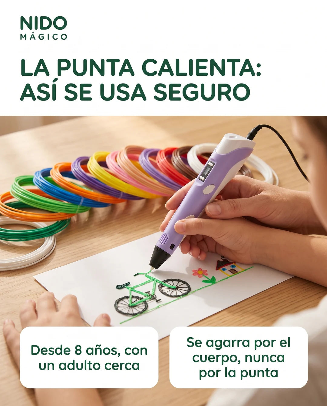 Cómo se usa seguro el lápiz 3D, con un adulto cerca