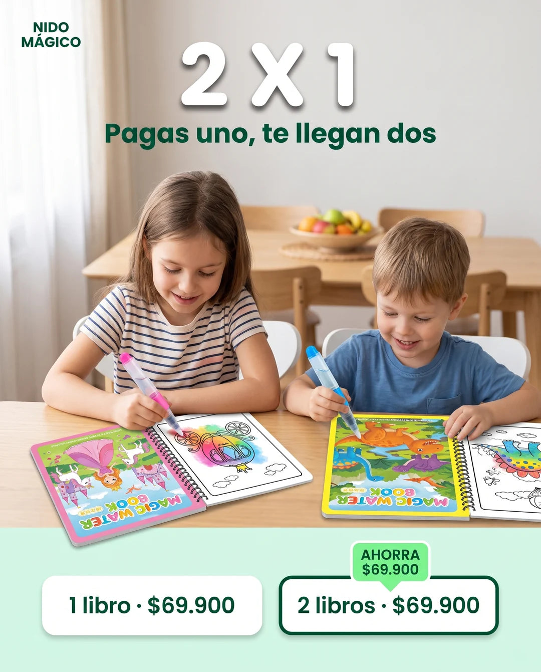 Dos hermanos cada uno con su Libro Mágico: el segundo libro sale en 20.000 pesos