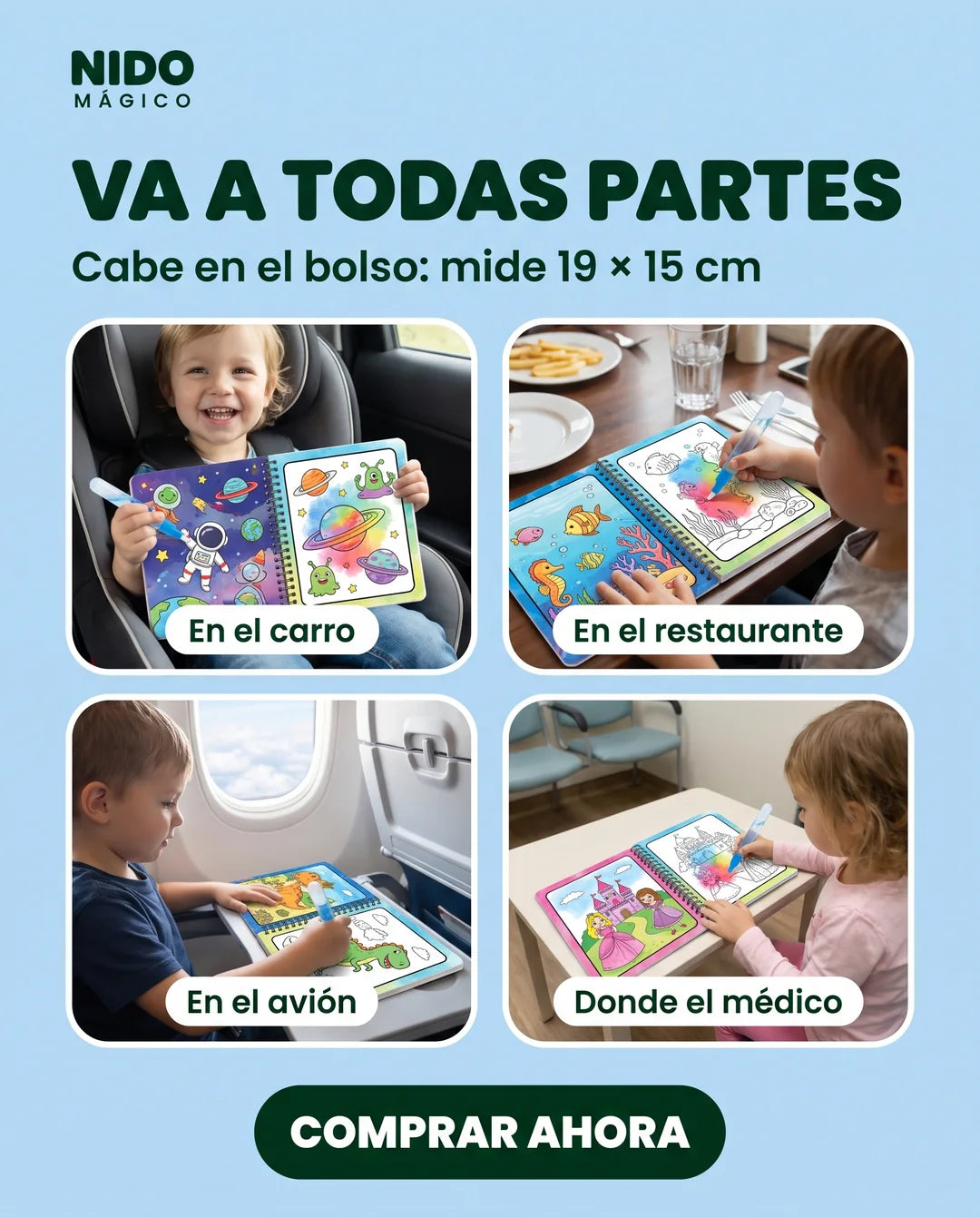 El Libro Mágico en el carro, en el restaurante, en el avión y donde el médico