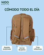 Espalda acolchada, correa de pecho y tiras reflectivas del morral