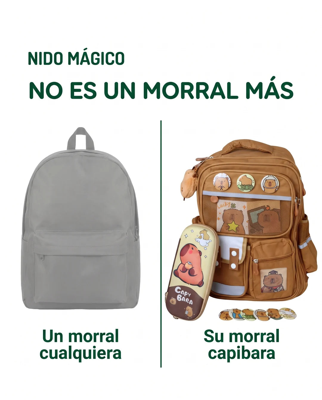 Un morral cualquiera frente al morral capibara