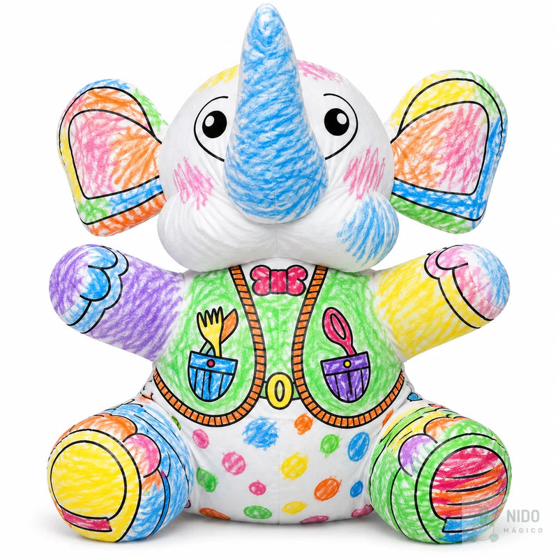 Peluche de elefante coloreado
