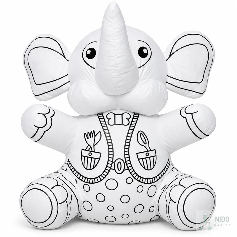 Peluche de elefante en blanco