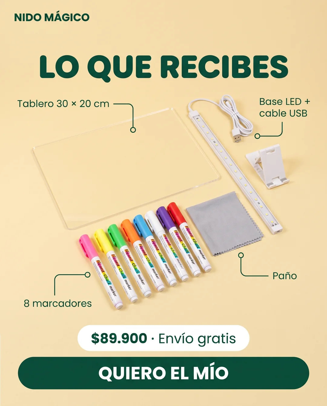 Lo que recibes con el tablero LED