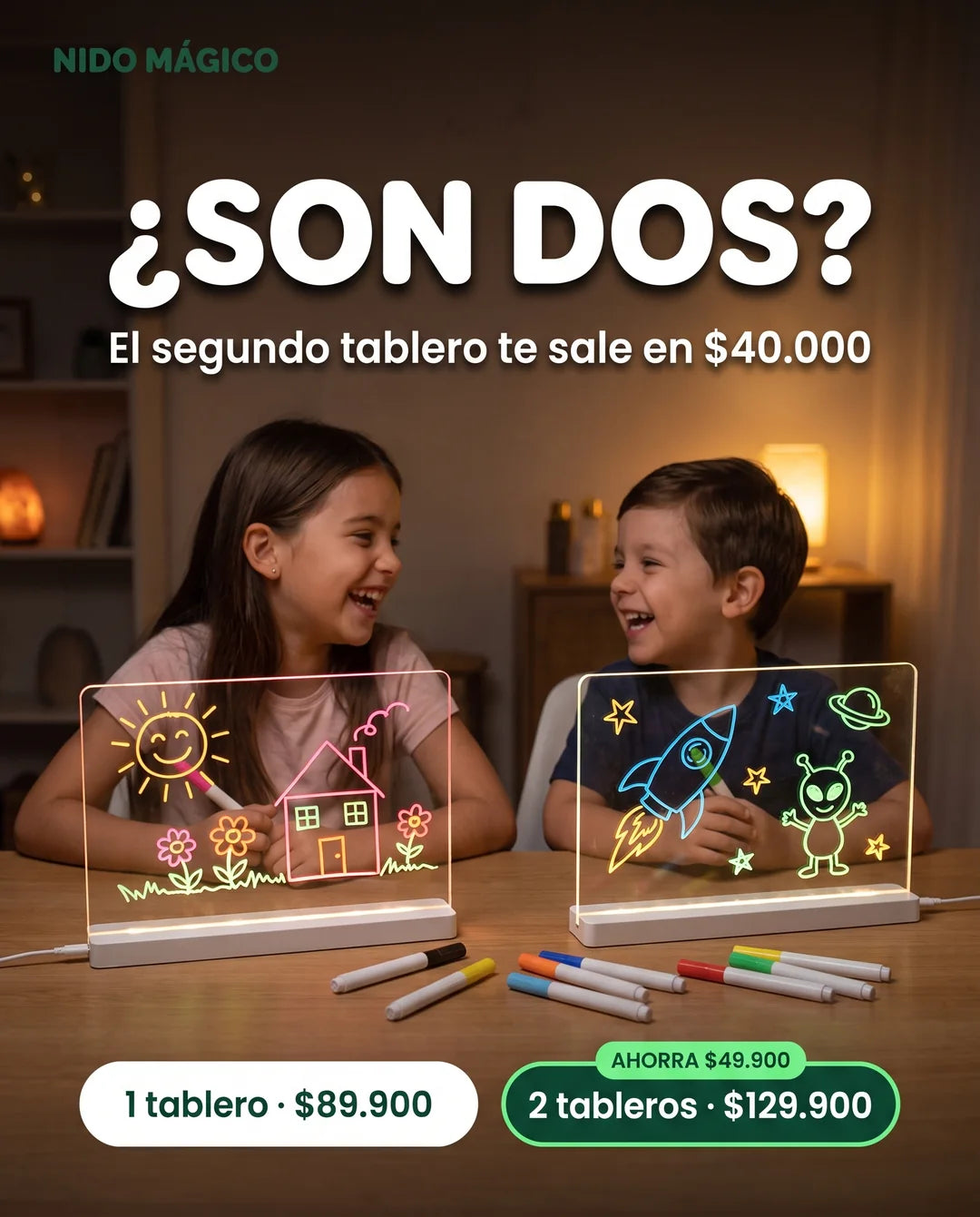 Dos hermanos con su propio tablero LED
